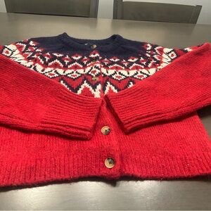 GAP Red and Navy Women's Cardigan